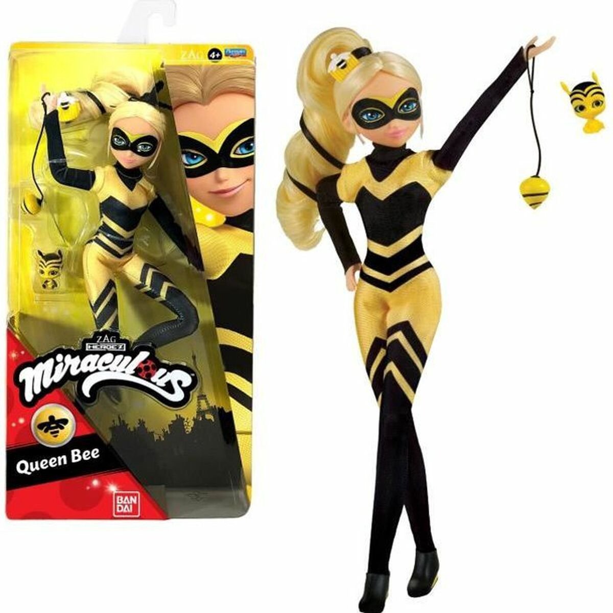 Bandai - Wonderbaarlijk lieveheersbeestje - Modepop 26 cm - Queen Bee - Wonderbaarlijke pop met jojo en kwami - Officieel gelicentieerde Miraculous - Queen Bee Doll - P50003