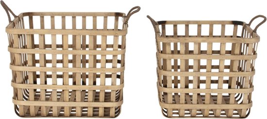 Basket spelset DKD Home Decor Bamboe Tropisch (36,5 x 36,5 x 35 cm)