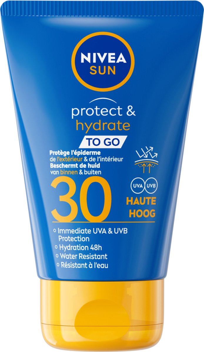 NIVEA SUN Protect & Hydrate Pocket Size Zonnemelk - Mini Zonnebrand - SPF 30 - Waterbestendig - Trekt snel in - 50 ml - NIVEA