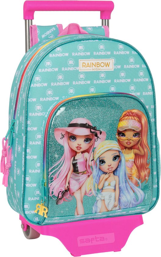 Schoolrugzak Met Wielen Rainbow High Paradise Turkoois 28 X 34 X 10 Cm