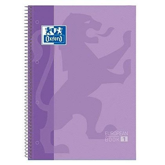 Oxford École Europeanbook - carnet - bord coloré - A4+ - losange 5mm - 80 feuilles - 4 trous - couverture rigide - violet pastel