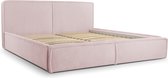 Tweepersoonsbed met fluwelen bekleding, corduroy, met hoofdeinde, lattenbodem, bed voor volwassenen - BETT 04 - 180x200 - Flamingo (Poso 52)