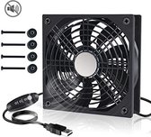 AmtSee® USB-ventilator, 120 mm PC-casefan, 3 instelbare ventilatoren, 5 V radiator windsnelheden, 12 cm case fan, compatibele ventilator met standaard zonder weg te glijden