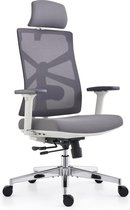 SHOP YOLO-bureaustoel- met adaptieve rugleuning-hoge rugleuning computer bureaustoel met 4D-armleuningen-verstelbare zitdiepte-lendensteun en 2D-wit