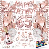 Fissaly 65 Jaar Rose Goud Verjaardag Decoratie Versiering – Feest - Helium, Latex & Papieren Confetti Ballonnen