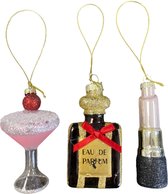 Glazen Kerstornamenten Cocktails - Set van 3