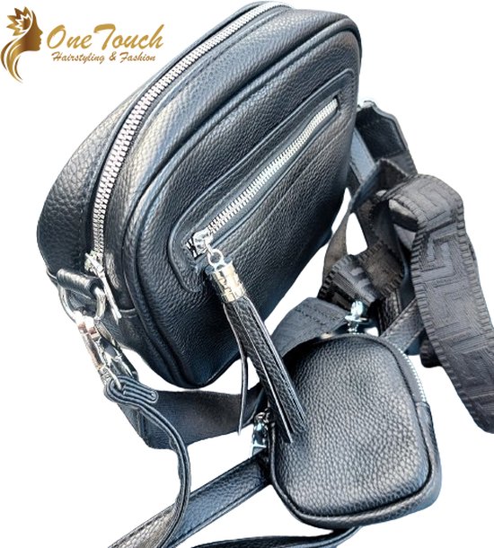Schoudertas velours paradise paars met rits Schoudertas velours paradise paars met rits