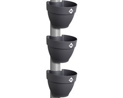Elho Vibia Campana Regenpijpbakje - Bloempotten voor Regenpijp - 100% Gerecycled Plastic - Set van 3 - Ø 21.6 x H 16.3 cm - Antraciet