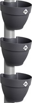 Elho Vibia Campana Pot Gouttière 40 - Pots de Fleurs pour Extérieur - Plastique 100% Recyclé - Lot de 3 - Ø 21.6 x H 16.3 cm - Noir