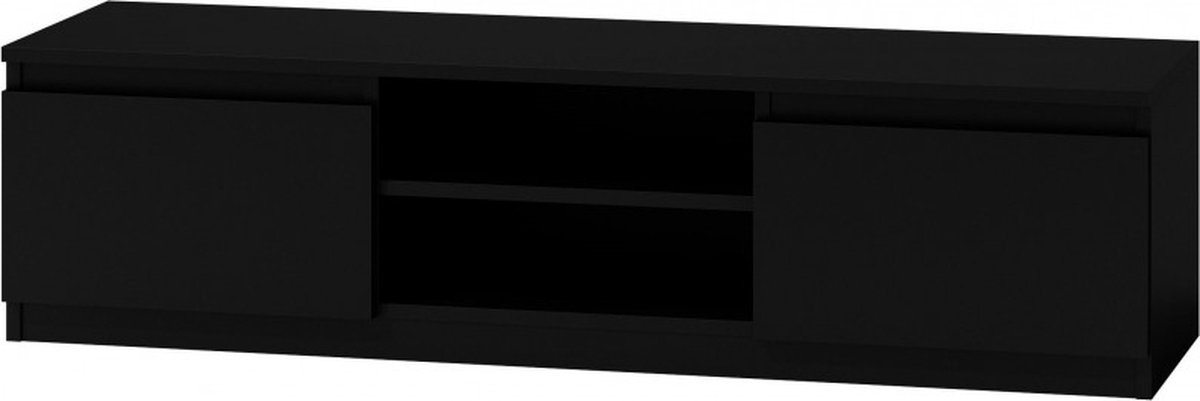Topeshop RTV140 CZARNY, Zwart, Deeltjes-board, Zwart, Deeltjes-board, 2 schappen, 1400 mm