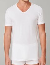Schiesser - Maat XL - 2-Pack T-Shirt V-hals - 95/5 - Biologisch katoen - Wit