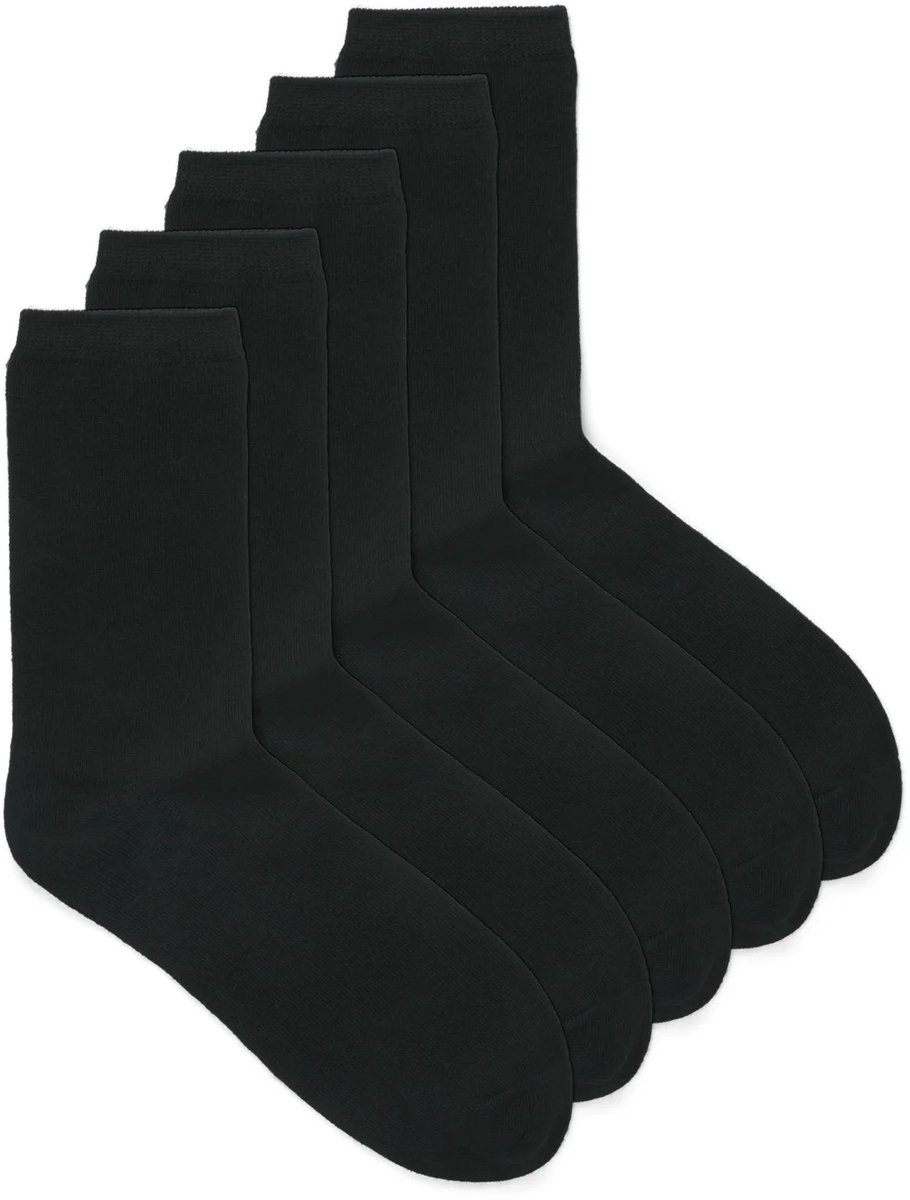 Jack & jones 5-paar jongens sokken - zwart - Maat 33/37 - 33/37