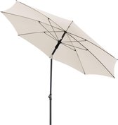 Parasol Rethink 200cm in natuur - ronde parasol voor balkon en terras - duurzame parasol - balkonparasol met handopener - met hoes - kantelbare tuinparasol