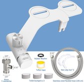Bidet, ultradun bidet-opzetstuk voor toilet met niet-elektrisch zelfreinigend dubbel mondstuk (achter/vrouwelijke reiniging), eenvoudig te installeren, instelbare waterdruk