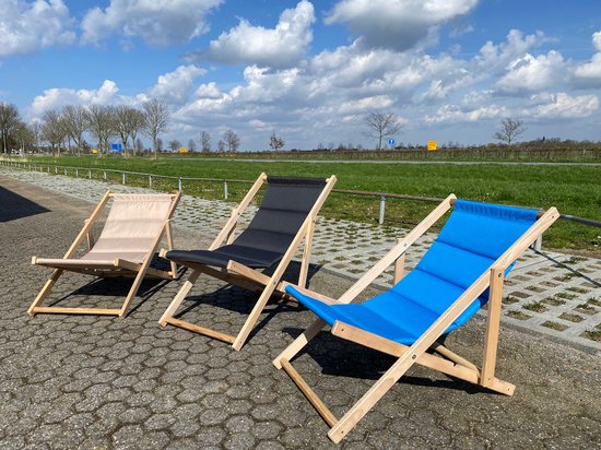 SittySeats Inklapbare Strandstoel/Tuinstoel - Verstelbaar, Handgemaakt Beukenhout - Comfortabele en Duurzame Ligstoel voor Strand en Tuin - Antraciet Grijs