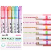 Ainy 2in1 tekenen fineliners & patroon roller - set van 6 stiften in regenboog kleuren voor knutselpakket, hobby en creatief pennen voor knutselen meisjes kinderen & volwassenen