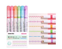 Ainy 2in1 tekenen fineliners & patroon roller - set van 6 stiften in regenboog kleuren voor knutselpakket, hobby en creatief pennen voor knutselen meisjes kinderen & volwassenen