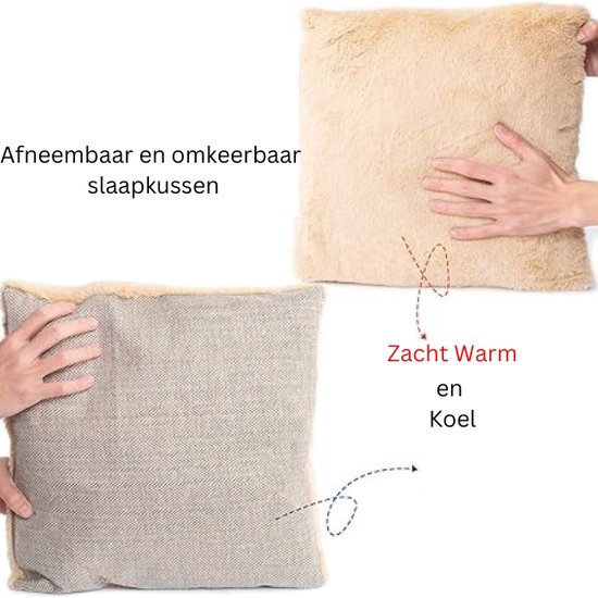 MERSJO Kattenmand met oren, pluche kattenbed, grijs-wit, antislip onderkant