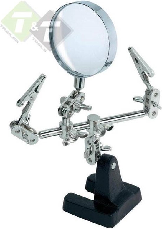 Vergrootglas met licht en standaard, helpende handen voor het solderen met metalen