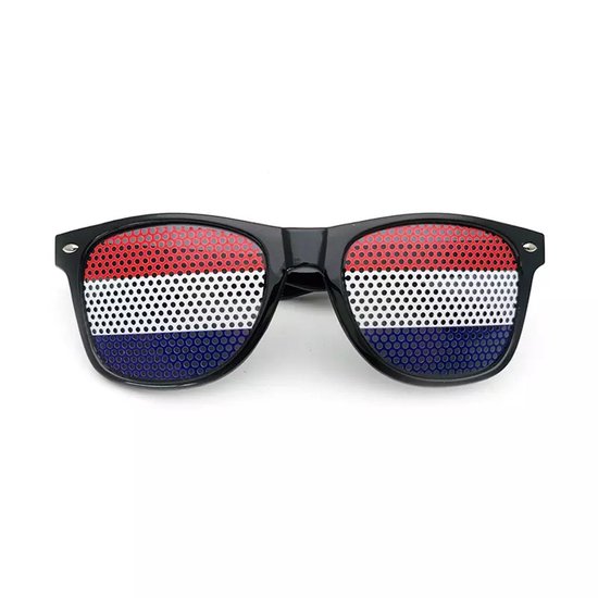 Pinhole zonnebril Nederlandse vlag - Festival bril - Rave bril - Glasses - Koningsdag - EK voetbal - Rood/wit/blauw