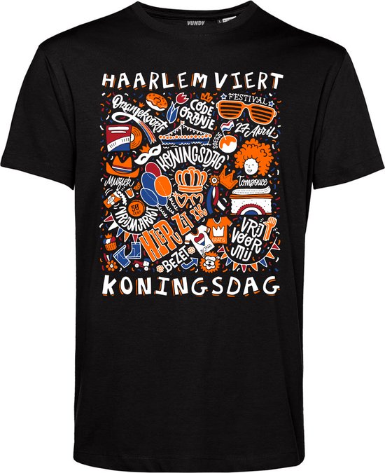 T-shirt Haarlem Oranjekoorts | Zwart | maat 4XL