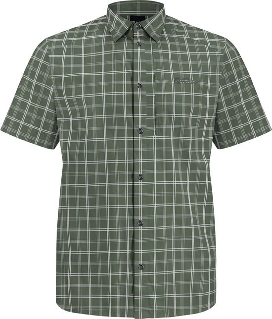 Jack Wolfskin Norbo S/S Shirt Men -Outdoorblouse - Heren - Hedge green checks - Maat L