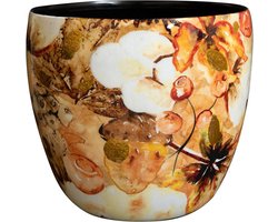 TS Collection - Bloempot Designed by Lammie - Cotton cream - 17x15 - Metaal & Epoxy - Exclusieve woonitems voor binnen - Handgemaakt - Unieke print - Designed by Lammie