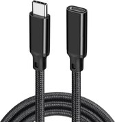 Câble d'extension USB-C JUALL - 10 Gbit/s - Adaptateur USB C Male vers femelle - 1 mètre - Tressé Zwart