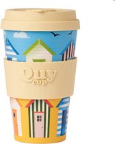 Quy Cup 400ml Ecologische reisbeker - "Cabine" - Gerecycleerde flessen met cream siliconen deksel 9x9xH15cm