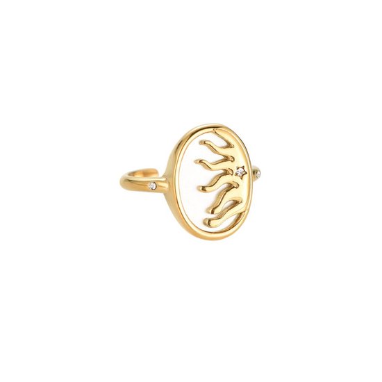 Dottilove Atlantean Sea Crown roestvrijstalen ring - 14K Goud Verguld - Dames Sieraden - Goud