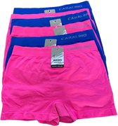 Dames Hoge Boxershort - Naadloos - Microfiber 6 pack S/M 36-40 roze - blauw