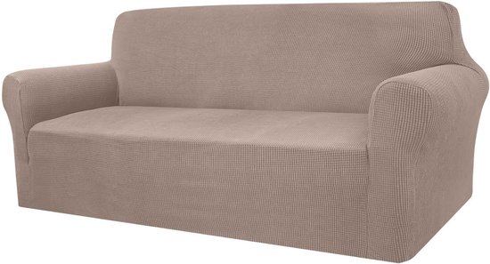 Granbest High Stretch bankovertrek, moderne bankovertrek, jacquard, elastische bankovertrek voor woonkamer, beschermer tegen honden en huisdieren (1-zits, zand