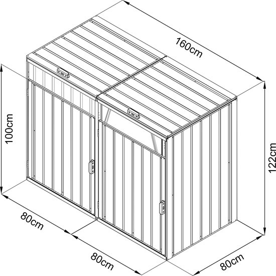 AXI Owen metalen Containerombouw Antraciet - Kliko ombouw voor 2 afvalcontainers – Max. 240L – Goede ventilatie