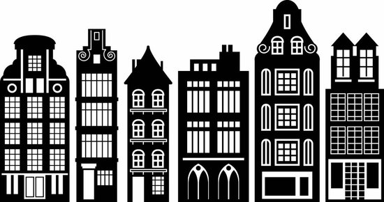 Sticker Muursticker Maisons de canal - Vert - 180 x 96 - Salon Chambre Entreprises Villes - Muursticker4