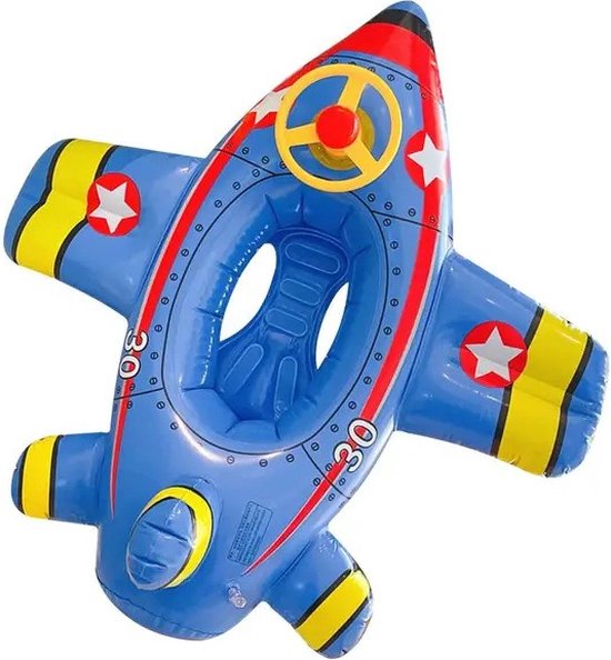 Opblaasbaar Speelgoed - Voertuig - Vliegtuig - Bootje - BLAUW - Opblaasbare Vliegtuig met stuur en toeter - Waterspeelgoed - Zwembadspeelgoed - Peuter Speelgoed - Zwemband - Intex - Popup Kids