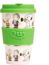 Quy Cup 400ml Ecologische Reis Beker - Peanuts Snoopy "Opera" - BPA Vrij - Gemaakt van Gerecyclede Pet Flessen met limoen Siliconen deksel-drinkbeker-reisbeker