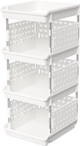 Boîtes de rangement empilables, support de rangement en plastique à 4 niveaux pour armoire