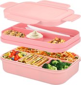 lunchbox volwassenen, 2000 ml lunchbox met vakken, lunchbox voor volwassenen, snackbox, snackbox, lekvrije voedselbox, snackbox met vakken, ontbijtbox, snackbox met bestek