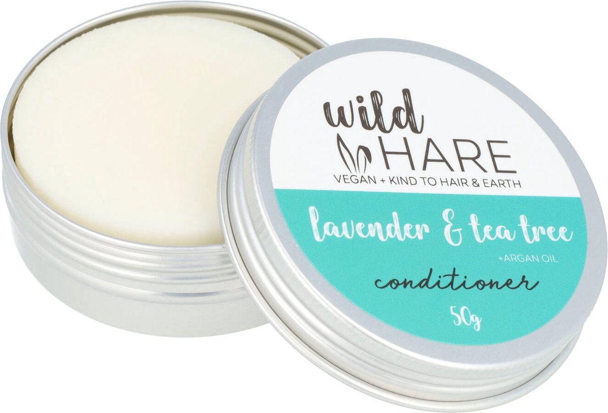 Wild Hair Conditioner Bar Lavendel Theeboom - Solid Vegan Natuurlijke Haar Verzorging Reep Blik Bewaarblikje Reisblikje