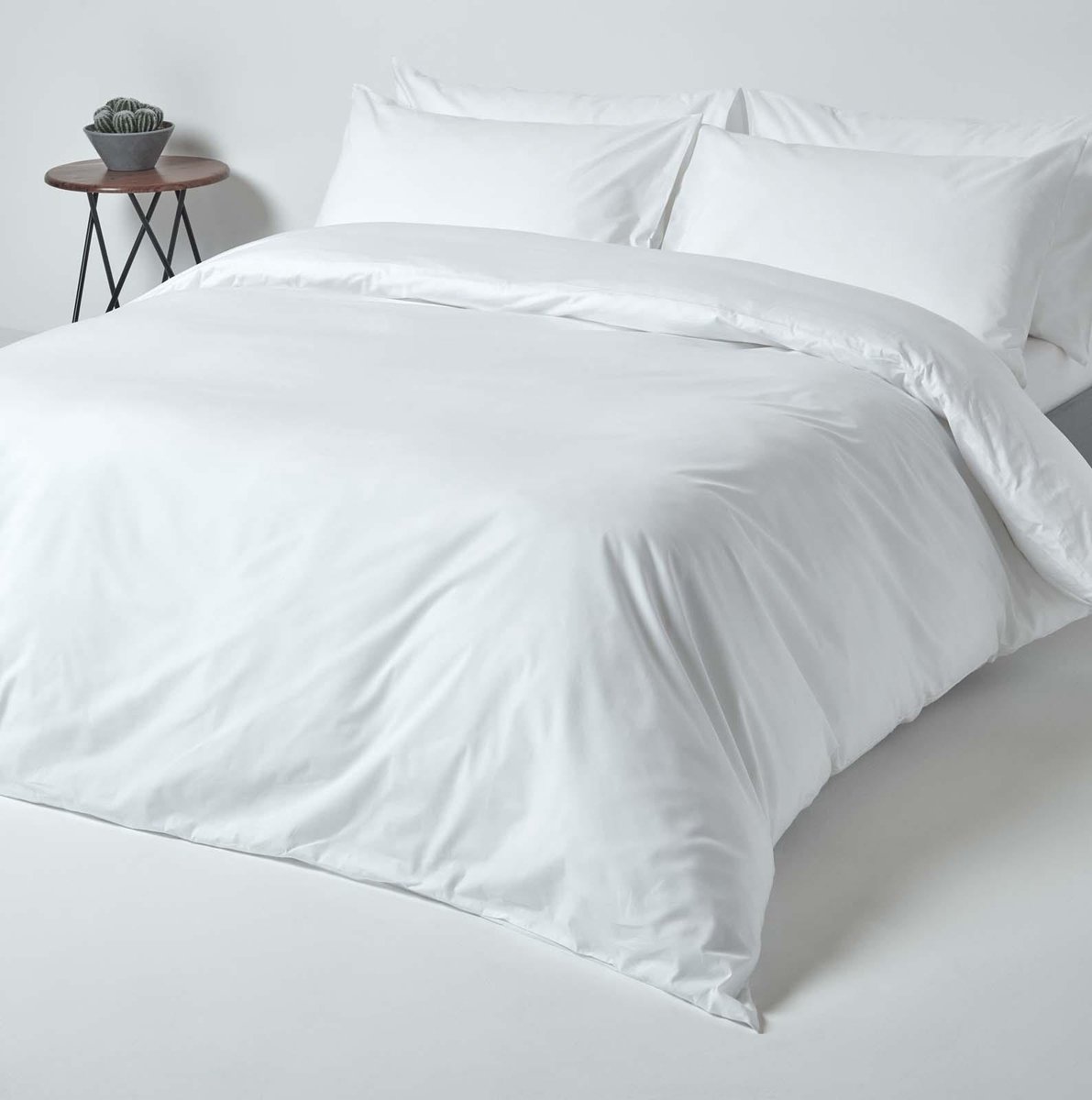 Homescapes Dekbedovertrek 200x200 cm Tweepersoons – Wit – 100% Egyptisch Perkal Katoen – 200 TC – Inclusief 2 Kussenslopen