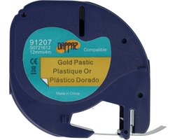 Plastic Labels Zwart op GOUD Compatible - geschikt voor Dymo LetraTag Labelprinter - Labeltape 91207 - 12 mm x 4 m - Dappaz 1 stuk