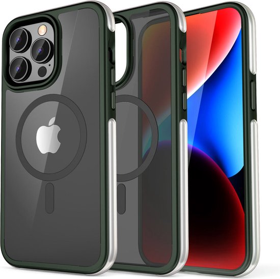 IYUPP Bumper – Compatible avec iPhone 15 – Compatible avec MagSafe – Vert x Zwart – Antichoc