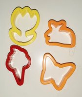 4 uitsteekvormen voor deeg, koekjes - koekvormpjes - uitsteekvormpjes - zomer/lente/vakantie : ijsje, vlinder, haas, tulp - uitsteekvormpjes figuurtjes klei - bakken met kids