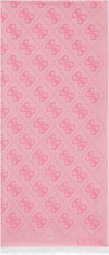 Guess Ruma Jacquard Scarf Dames Sjaal 80x180 - Pink Logo - One Size