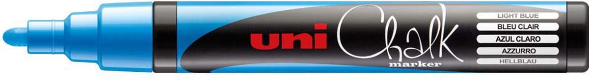 Uni-ball krijtmarker metallic blauw 5M - regenbestendig en stofvrij.