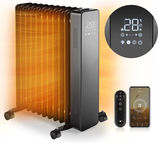 Elektrische Oliebad Radiatorverwarming met Kinderslot; Wifi-App en Afstandsbediening 2500 W