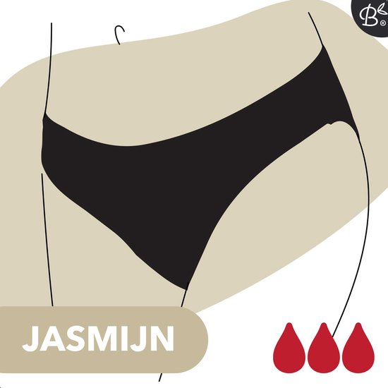 Bamboozy Menstruatie Ondergoed Basic 4-laags Maat XXS 32-34 Zwart Period Underwear Menstrueren Incontinentie Zero Waste Jasmijn