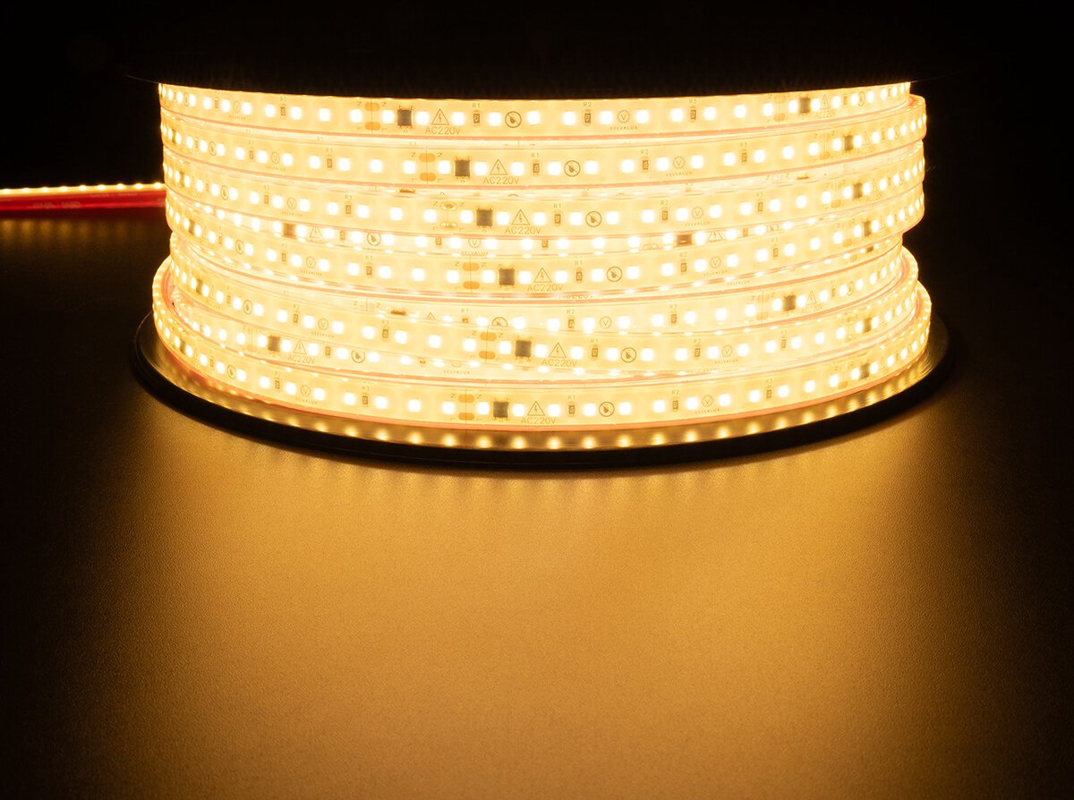LED Strip - Velvalux - 50 Meter - Warm Wit 3000K - Dimbaar - Waterdicht IP67 - 96000 Lumen - 6000 LEDs - Directe Aansluiting op Netstroom - Werkt zonder Driver