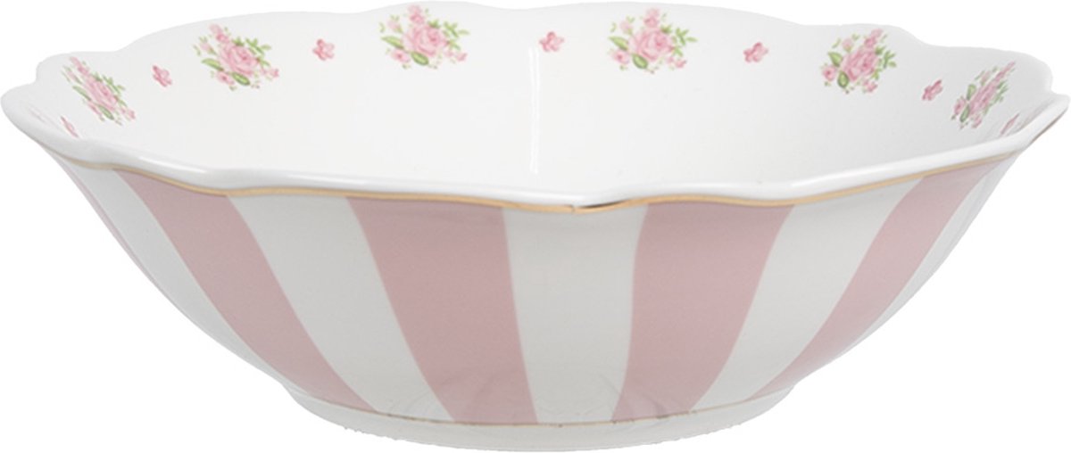 Clayre & Eef Soepkom 350 ml Roze Wit Porselein Roosjes