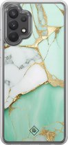 Casimoda® hoesje - Geschikt voor Samsung Galaxy A32 4G - Marmer Mintgroen - 2-in-1 case - Schokbestendig - Marble design - Verhoogde randen - Mint, Transparant